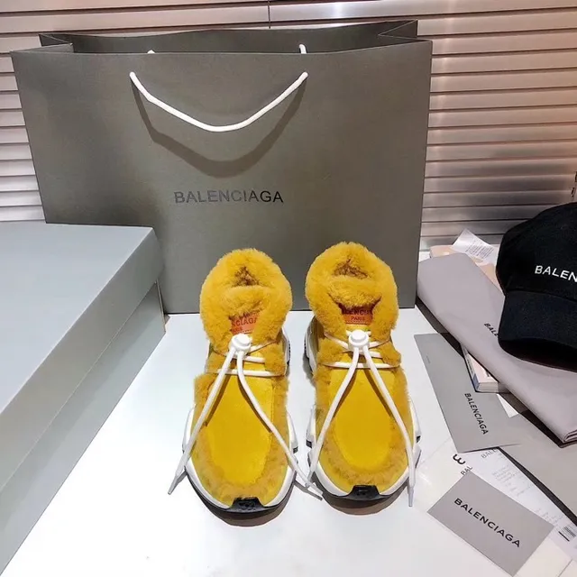 Balenciaga হলুদ সাদা হাই-টপ শিয়ারলিং-ট্রিমড চাঙ্কি স্নিকার্স 5
