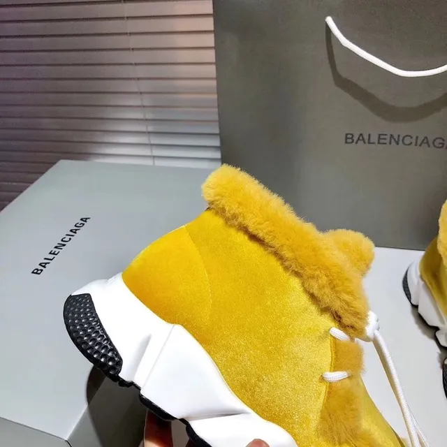 Balenciaga হলুদ সাদা হাই-টপ শিয়ারলিং-ট্রিমড চাঙ্কি স্নিকার্স 7