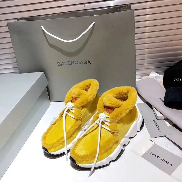Balenciaga হলুদ সাদা হাই-টপ শিয়ারলিং-ট্রিমড চাঙ্কি স্নিকার্স 9