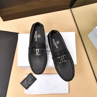 Balmain B-Buckle Black Leather Loafers