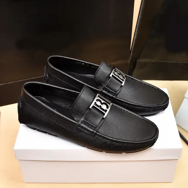 বালমেন B-Buckle কালো চামড়ার লুফার 8