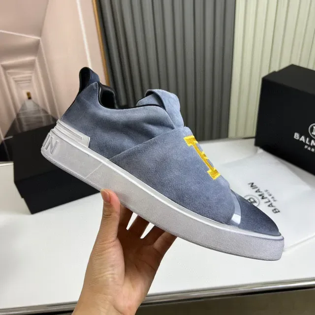 Balmain B-Court رمادي سويد سلايب أون أسلوب حياة سنيكر 5