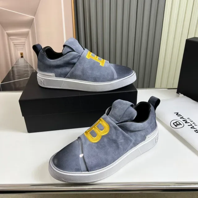 Balmain B-Court رمادي سويد سلايب أون أسلوب حياة سنيكر 8