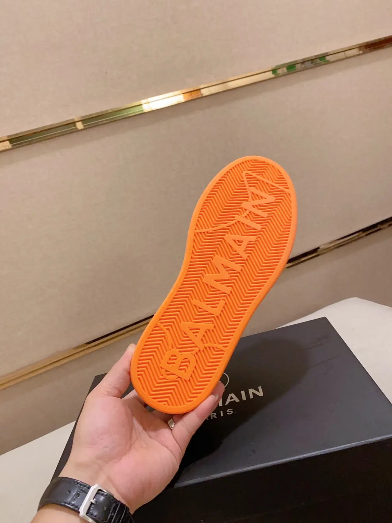 Balmain B-Court Verde Oliva e Laranja Tênis Lifestyle 9