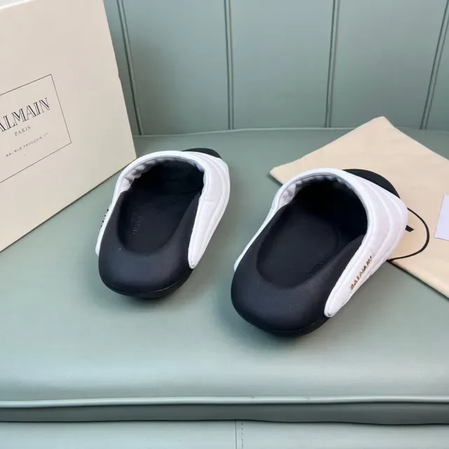 Balmain B-Court 白色黑色绗缝带成型鞋底穆勒鞋 7