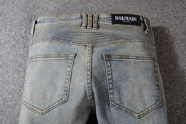 Balmain غسل فاتح مفروك لوحة موجية جينز 4