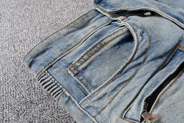 Balmain غسل فاتح مفروك لوحة موجية جينز 8