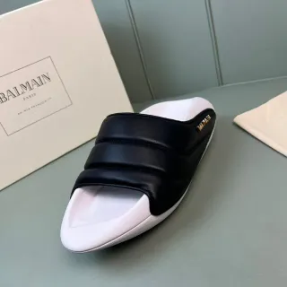 Balmain Quilted Strap Slide Slipper