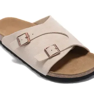Birkenstock Arizona Beige Suede Two-Strap Slipper