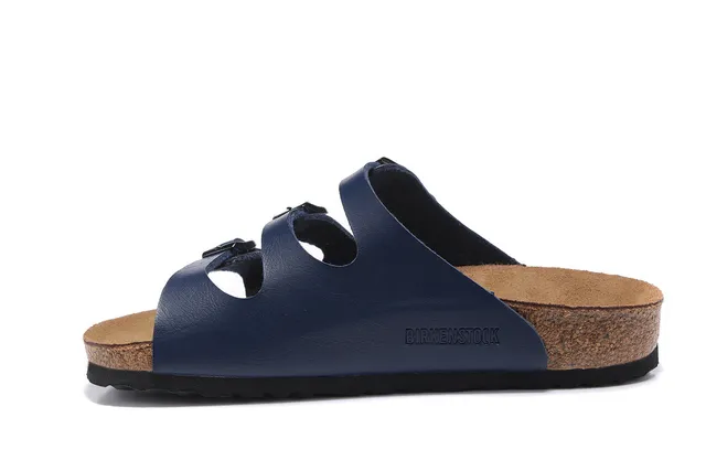 Birkenstock Arizona صندل كاجوال أزرق بحري ثلاث أحزمة 4