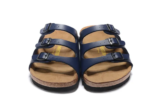 Birkenstock Arizona صندل كاجوال أزرق بحري ثلاث أحزمة 5