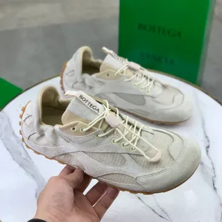 Bottega Veneta Beige Suede and Mesh Lifestyle Sneakers