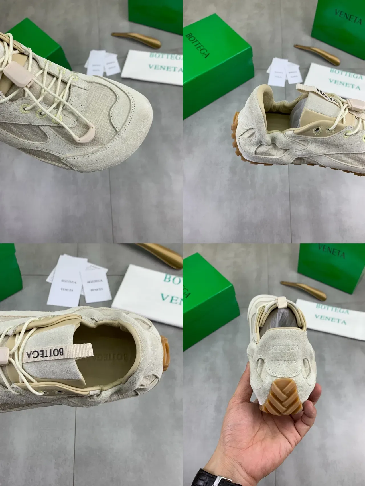 Bottega Veneta حذاء لايف ستايل بيج من السويد والميش 2