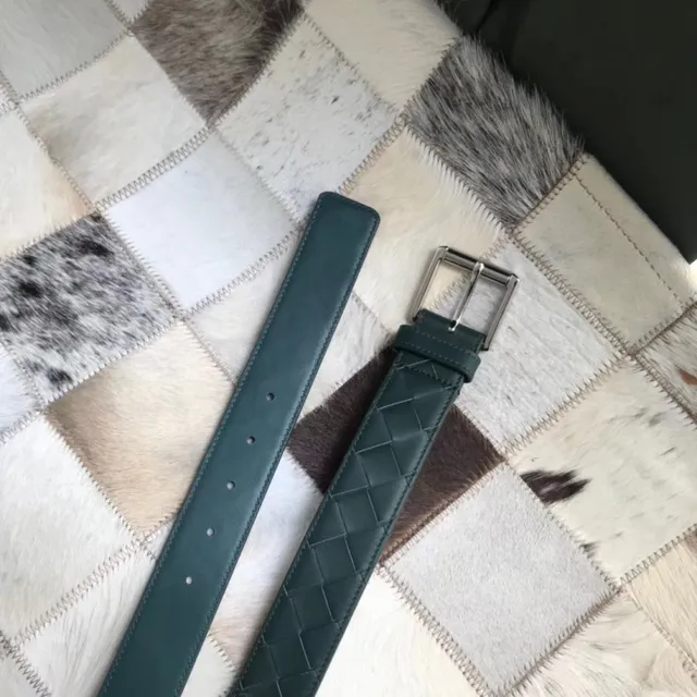 Bottega Veneta cinturón de cuero marrón rojo Intrecciato tejido reversible 14