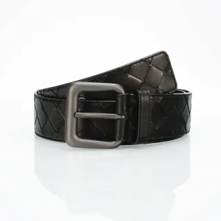Bottega Veneta Cassette Intrecciato Black Leather Belt