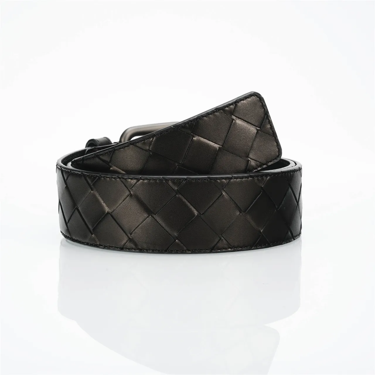 Bottega Veneta Cassette Intrecciato Cinto de couro preto 3