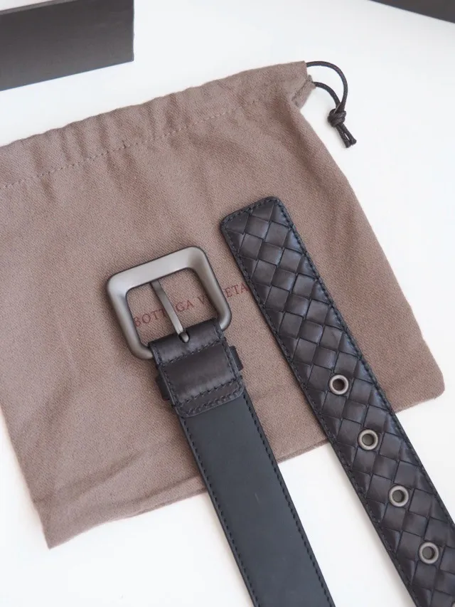 Bottega Veneta Cassette Intrecciato কালো চামড়ার বেল্ট 6