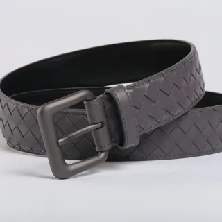 Bottega Veneta Cassette Intrecciato ধূসর চামড়ার বেল্ট