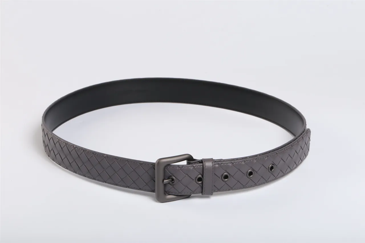 Bottega Veneta Cassette Intrecciato ধূসর চামড়ার বেল্ট 8