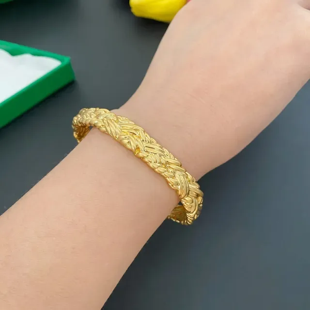 Bottega Veneta Plata y Oro Motivo de Cuerda Trenzada Brazalete Abierto 2