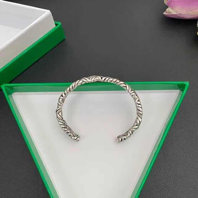 Bottega Veneta Plata y Oro Motivo de Cuerda Trenzada Brazalete Abierto 6