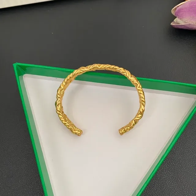 Bottega Veneta Plata y Oro Motivo de Cuerda Trenzada Brazalete Abierto 7