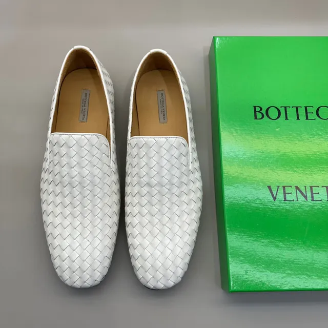 Bottega Veneta Branco Preto Intrecciato Couro Tricotado Slip-On Loafer 4