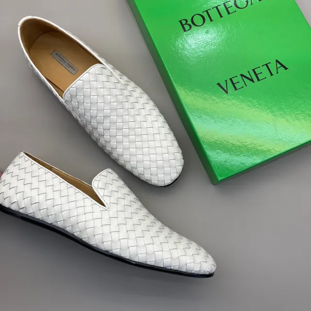 Bottega Veneta Branco Preto Intrecciato Couro Tricotado Slip-On Loafer 5