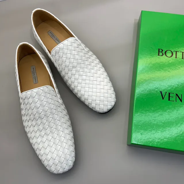 Bottega Veneta Branco Preto Intrecciato Couro Tricotado Slip-On Loafer 6