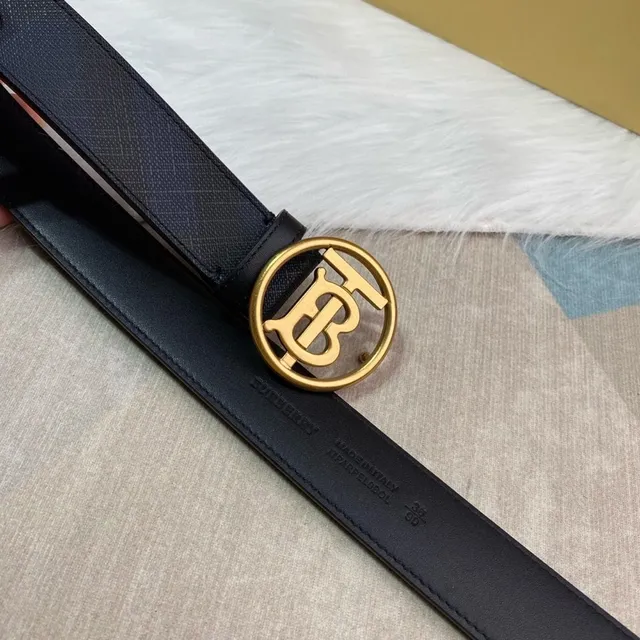 Burberry Black Gold Monogram Buckle Textured Leather Belt 7