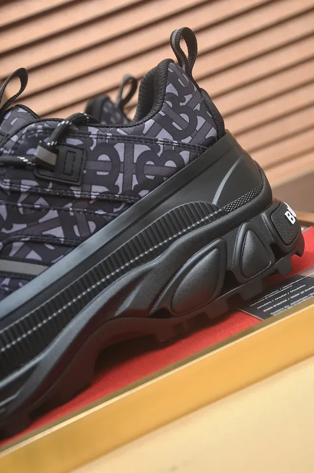 Burberry Black Gray Monogram-Print Upper Oversized Rugged Sole Chunky Sneakers 2