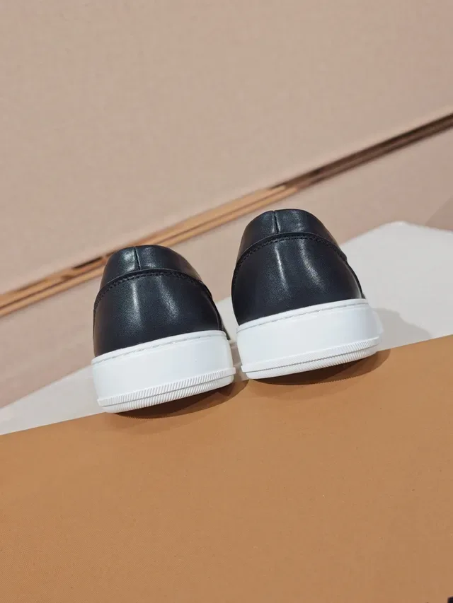 Burberry Check Tênis Slip-On Navy Brown White Lifestyle Sneakers 4