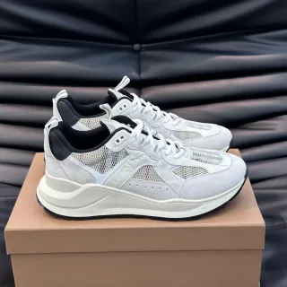 Burberry Gray Black Sole Mesh And Suede Overlay Chunky Sneakers