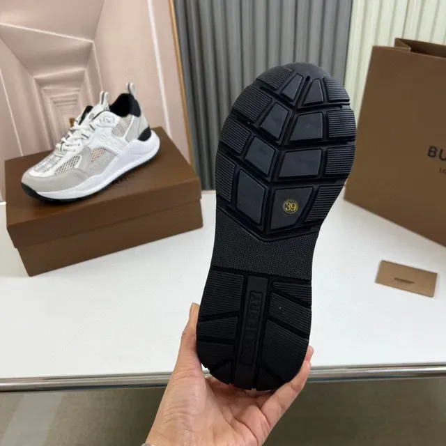 Burberry Gray Black Sole Mixed Suede And Mesh Upper Chunky Sneakers 2
