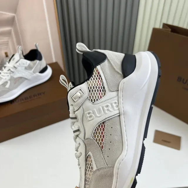 Burberry Gray Black Sole Mixed Suede And Mesh Upper Chunky Sneakers 3