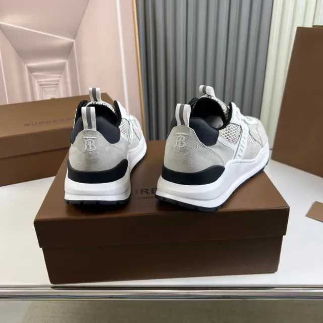 Burberry Gray Black Sole Mixed Suede And Mesh Upper Chunky Sneakers 6
