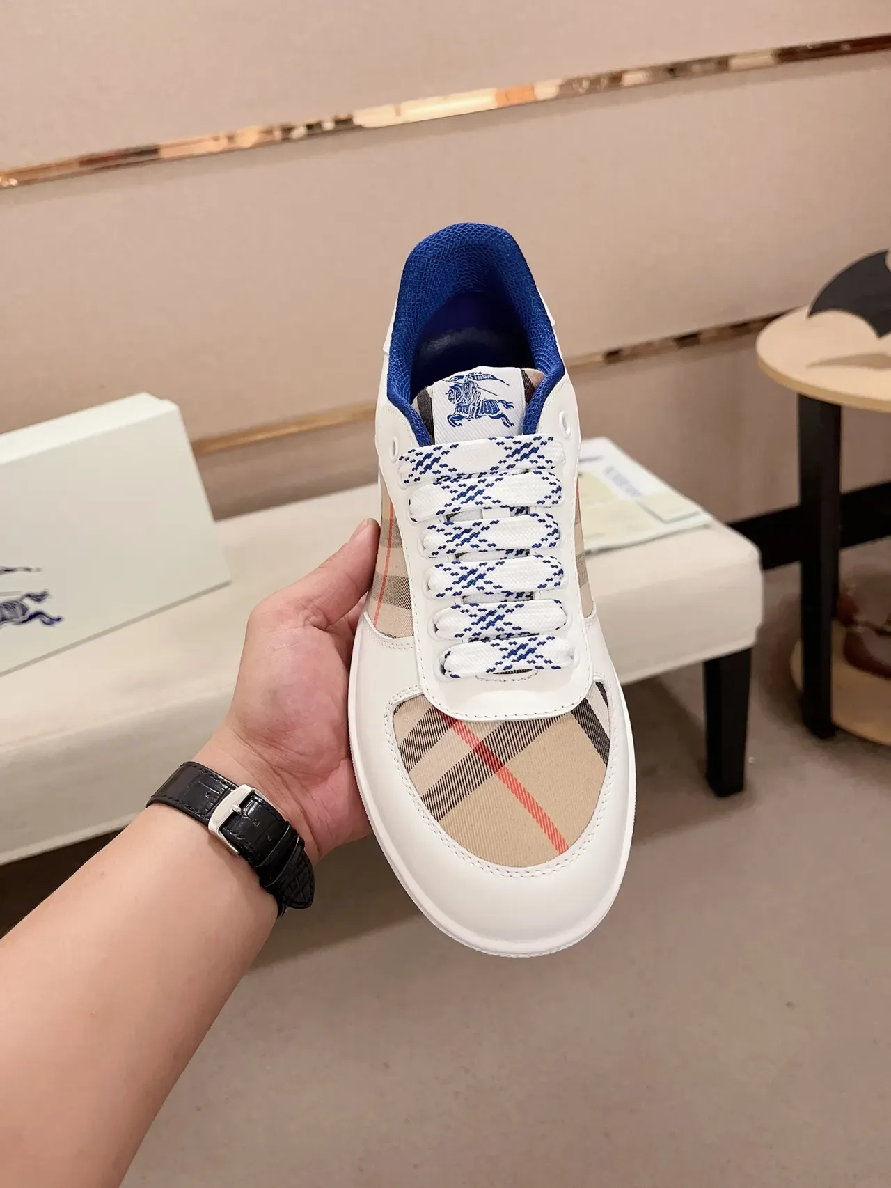 Burberry House Check Branco e Navy Lifestyle Sneakers 5
