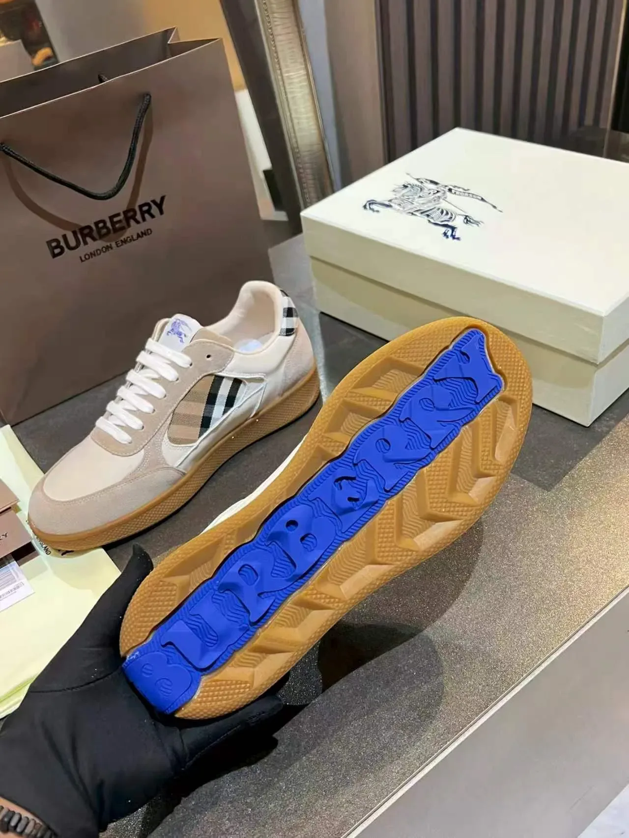 Burberry Knight Beige Check Lifestyle Tênis 2