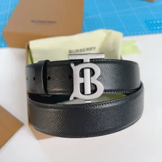Burberry Knight Black Textured Leather Belt