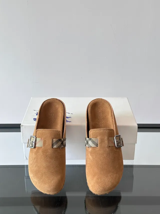 Burberry Knight Brown Beige Suede Upper Buckle Strap Loafer 3
