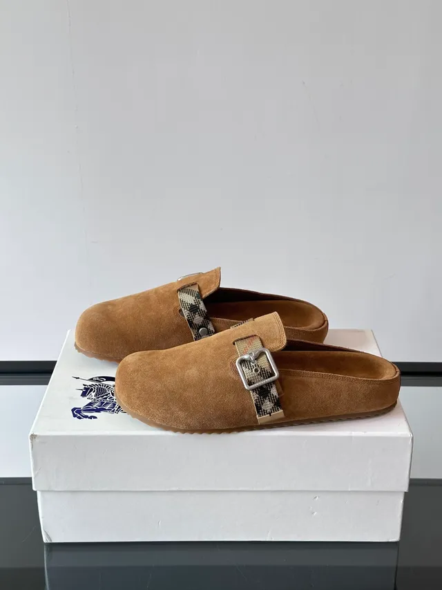Burberry Knight Brown Beige Suede Upper Buckle Strap Loafer 4