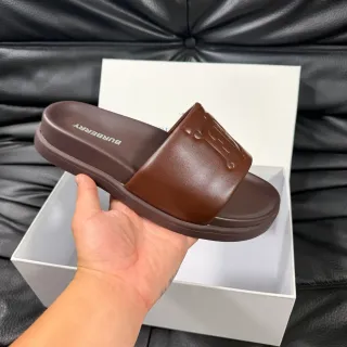 Burberry Knight Brown Monogrammed Slide Slippers