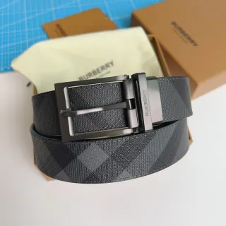Burberry Knight Charcoal House Check Reversible Leather Belt