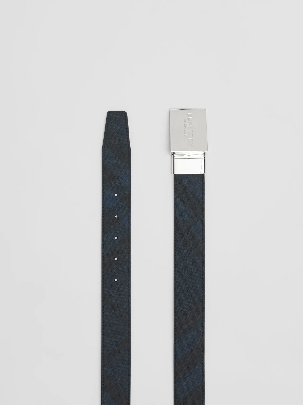 Burberry Knight Reversible Diagonal Check Leather Belt 4