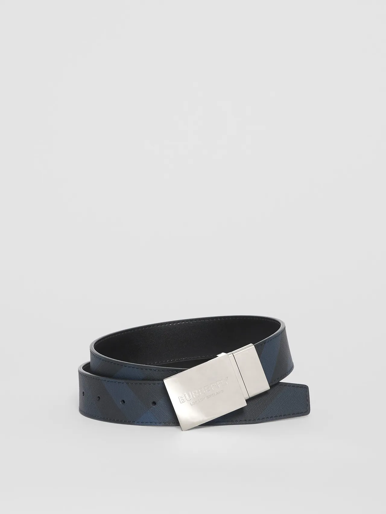 Burberry Knight Reversible Diagonal Check Leather Belt 7