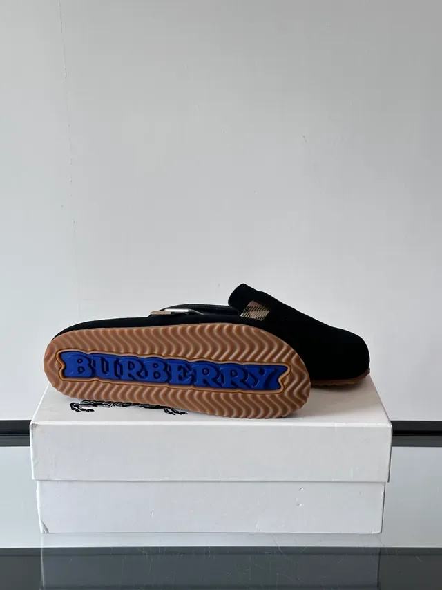 Burberry Loafer Black Beige Suede House Check Strap Loafer 2