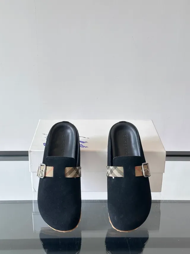 Burberry Loafer Black Beige Suede House Check Strap Loafer 3