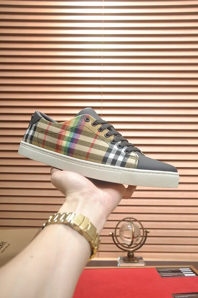 Burberry Multicolor Gray Low-Top Plaid Textile Upper Lifestyle Sneakers 1
