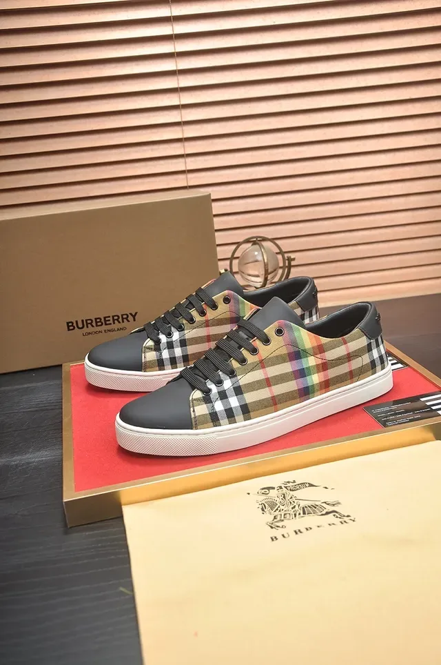 Burberry Multicolor Gray Low-Top Plaid Textile Upper Lifestyle Sneakers 4