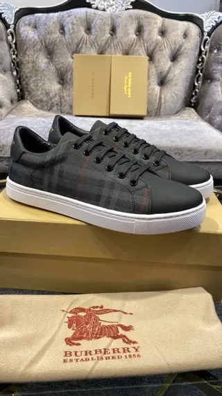 Burberry Plaid and Black Lifestyle Sneakers 4